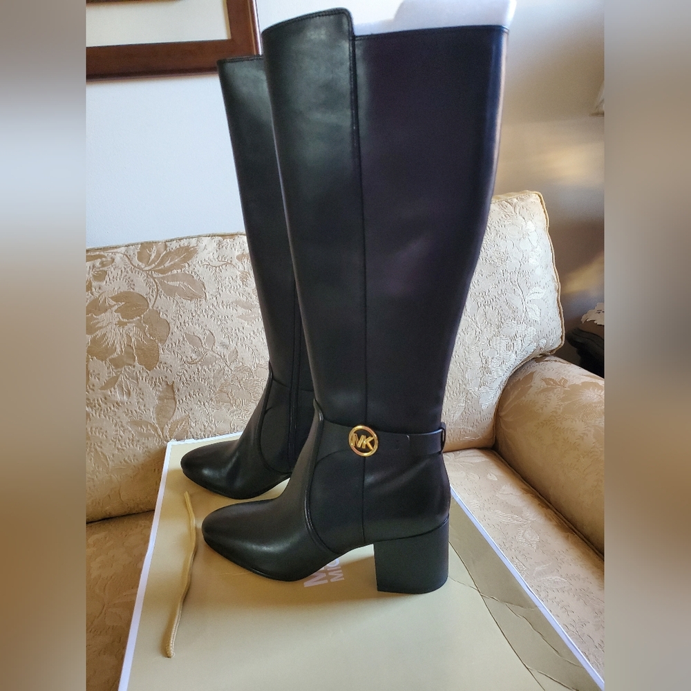 Michael Kors Carmen Leather Riding Boots/Black - Picture 7 of 14